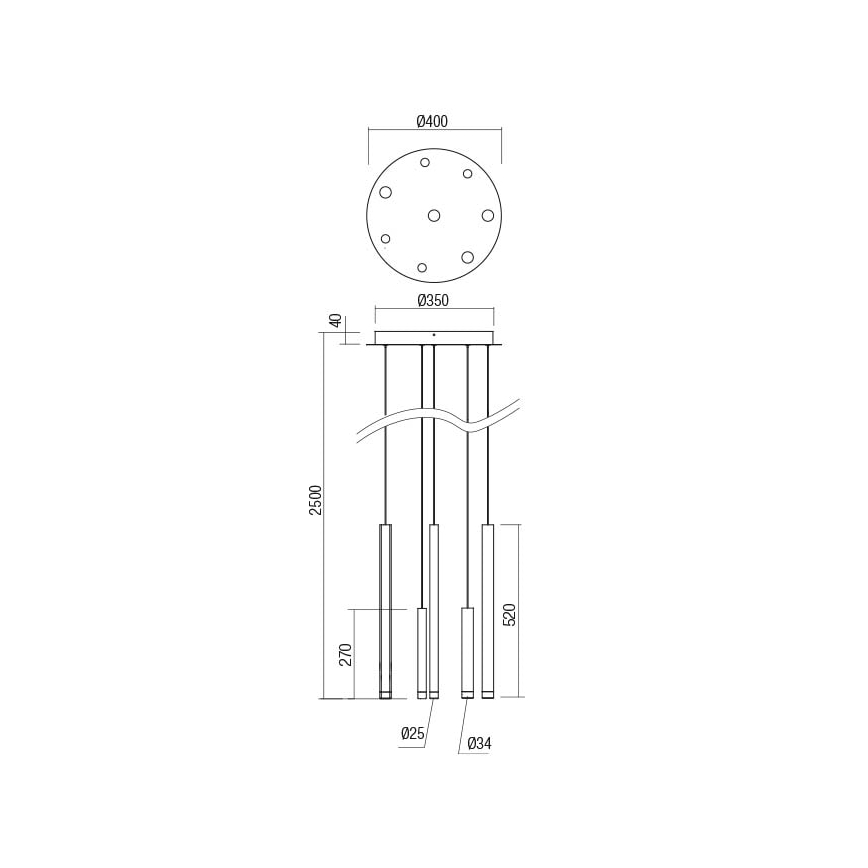Redo 01-2050 - LED ljuskrona med textilsladd MADISON 8xLED/4W/230V guld