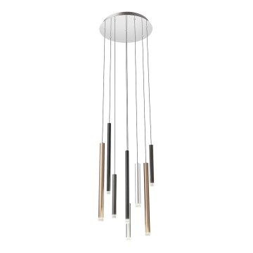 Redo 01-2053 - LED ljuskrona med textilsladd MADISON 8xLED/4W/230V skinande krom/svart/koppar