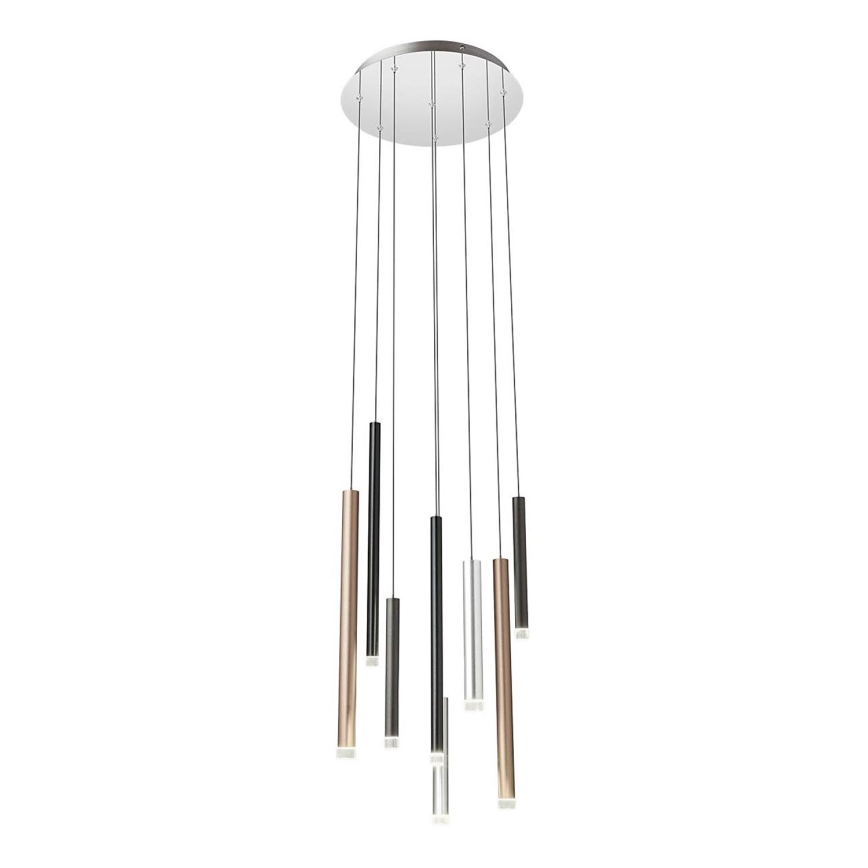 Redo 01-2053 - LED ljuskrona med textilsladd MADISON 8xLED/4W/230V skinande krom/svart/koppar