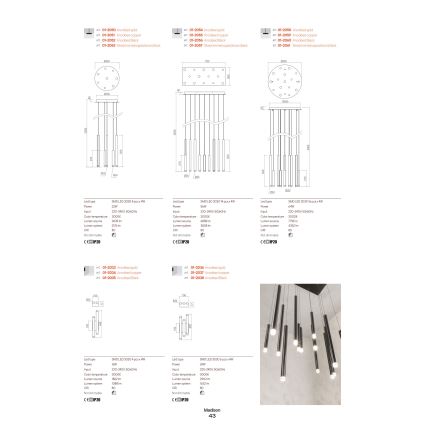 Redo 01-2060 - LED ljuskrona med textilsladd MADISON 16xLED/4W/230V svart