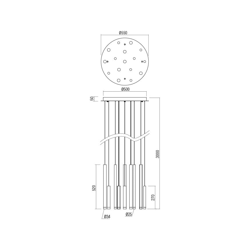 Redo 01-2060 - LED ljuskrona med textilsladd MADISON 16xLED/4W/230V svart
