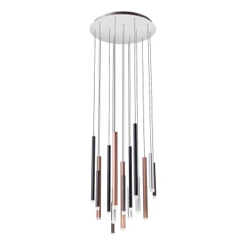Redo 01-2061 - LED ljuskrona med textilsladd MADISON 16xLED/4W/230V skinande krom/svart/koppar