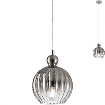 Redo 01-2063 - Ljuskrona med textilsladd PLUMEN 1x/E14/40W/230V diameter 15 cm grå