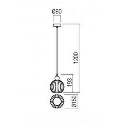 Redo 01-2064 - Ljuskrona med textilsladd PLUMEN 1xE14/40W/230V diameter 15 cm koppar