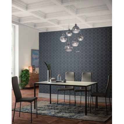 Redo 01-2069 - Ljuskrona med textilsladd PLUMEN 6xE14/42W/230V grå