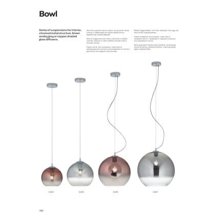 Redo 01-2076 - Ljuskrona med textilsladd BOWL 1xE27/42W/230V diameter 30 cm koppar
