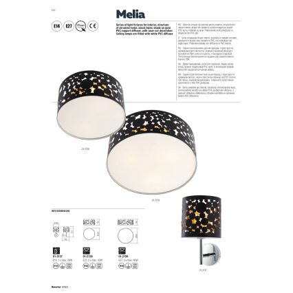 Redo 01-2138 - Taklampa MELIA 2xE27/42W/230V diameter 30 cm