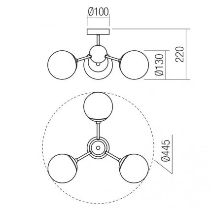Redo 01-2176 - Taklampa med stång SEMIA 3xE14/28W/230V svart/rökfärgad