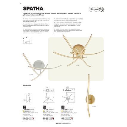 Redo 01-2185 - LED taklampa SPATHA 3xLED/6W/230V 3000K guld