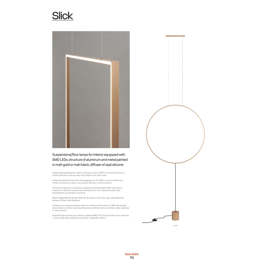 Redo 01-2197 - LED golvlampa SLICK LED/19W/230V svart