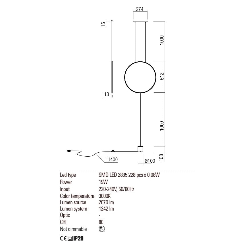 Redo 01-2197 - LED golvlampa SLICK LED/19W/230V svart