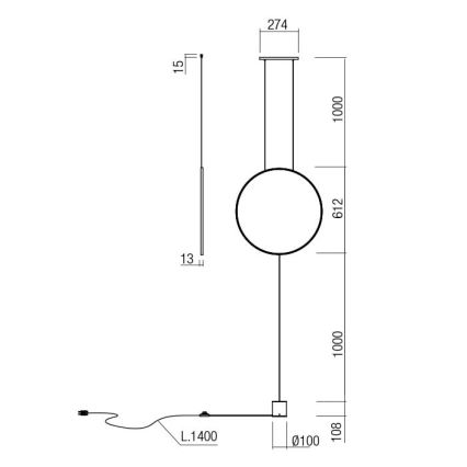 Redo 01-2197 - LED golvlampa SLICK LED/19W/230V svart