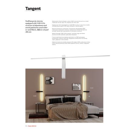 Redo 01-2200 - LED vägglampa TANGENT LED/14W/230V vit