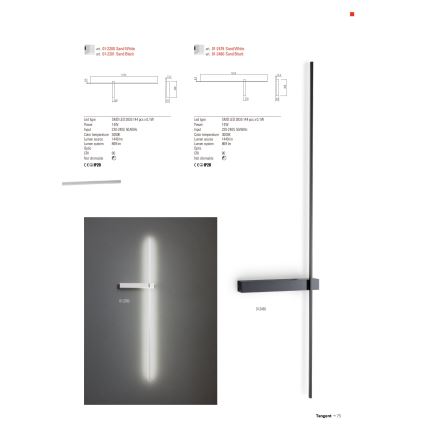Redo 01-2200 - LED vägglampa TANGENT LED/14W/230V vit