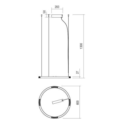 Redo 01-2202 - LED ljuskrona med textilsladd UNION LED/34W/230V CRI 90 3000K diameter 60 cm vit