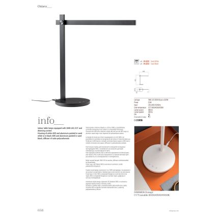 Redo 01-2213 - LED ljusreglerad bordslampa touch OMEO LED/5,5W/230V 3000/4500/6500K svart