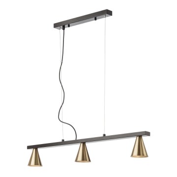 Redo 01-2218 - Ljuskrona med upphängningsrem ZUMA 3xGU10/15W/230V svart/gyllene