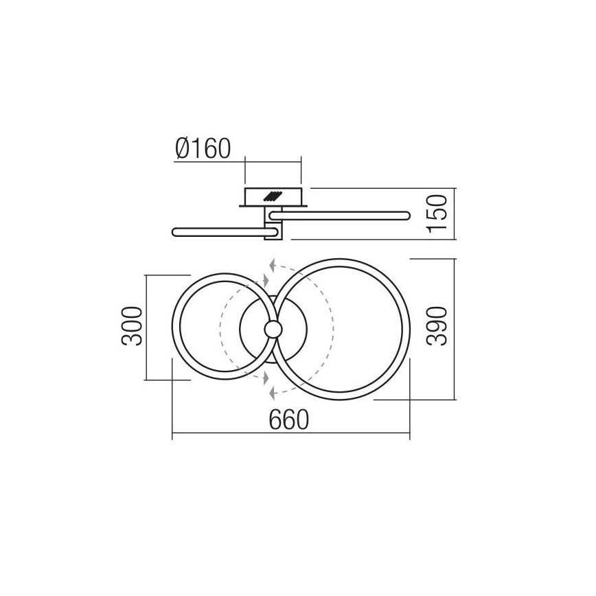 Redo 01-2222 - Dimmbar LED-taklampa SPELL LED/32W/230V, polerad krom