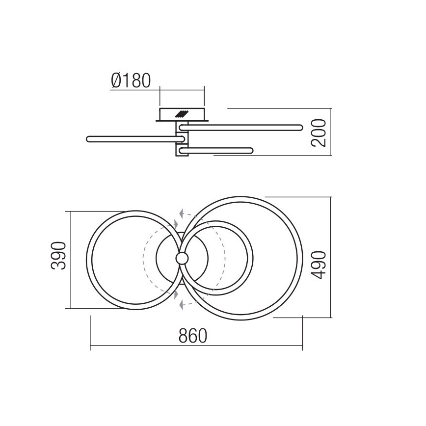 Redo 01-2226 - Dimbar LED ytmonterad ljuskrona SPELL LED/54W/230V 3000K skinande krom
