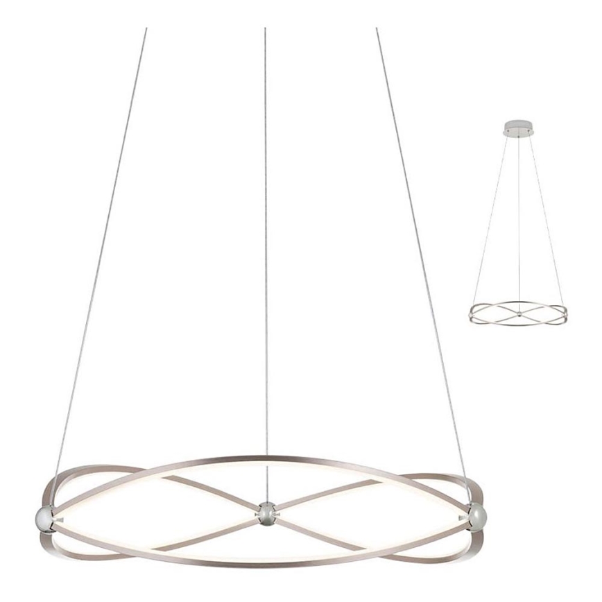 Redo 01-2251 - LED ljusreglerad ljuskrona på textilsladd QUARK LED/43W/230V 3000K diameter 60 cm matt krom