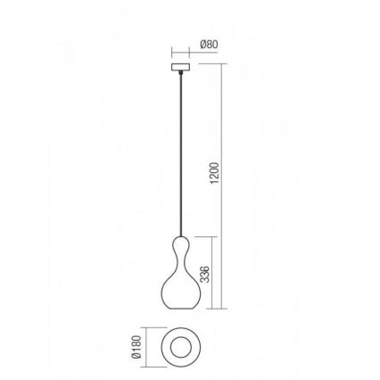 Redo 01-2256 - Ljuskrona med textilsladd LOB 1xE27/42W/230V diameter 18 cm grå