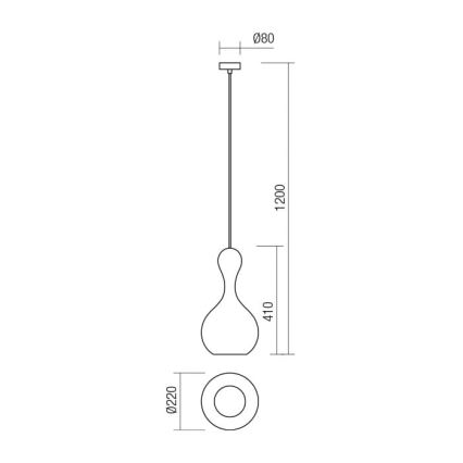 Redo 01-2260 - Ljuskrona med textilsladd LOB 1xE27/42W/230V diameter 22 cm koppar