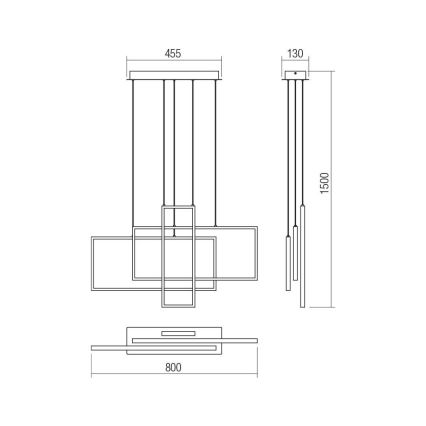 Redo 01-2315 - LED Dimbar ljuskrona med upphängning PLANA LED/60W/230V svart