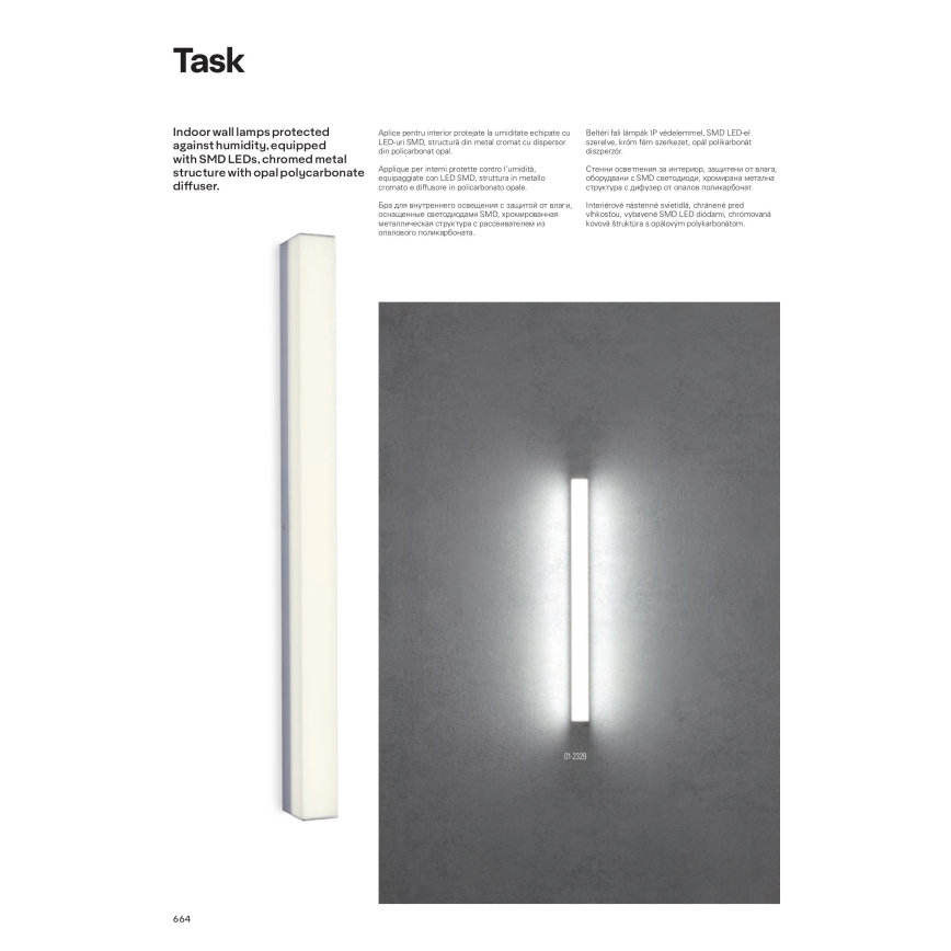 Redo 01-2330 - LED-belyst badrumsspegel TASK LED/18W/230V 90 cm CRI 90 IP44 blank krom