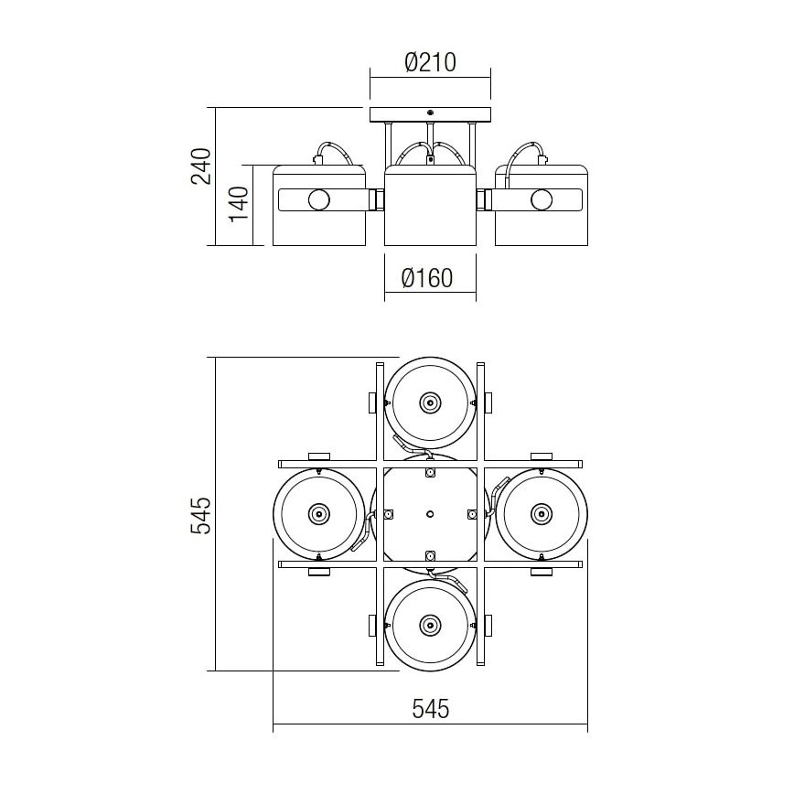 Redo 01-2401 - Taklampa POOH 4xE27/42W/230V bok