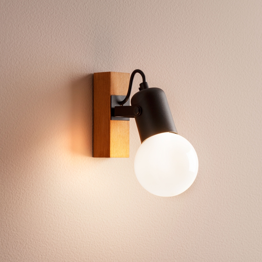 Redo 01-2415 - Vägglampa TAFFI 1xE27/42W/230V svart/bok