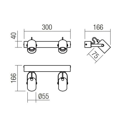 Redo 01-2416 - Vägglampa TAFFI 2xE27/42W/230V svart/bok