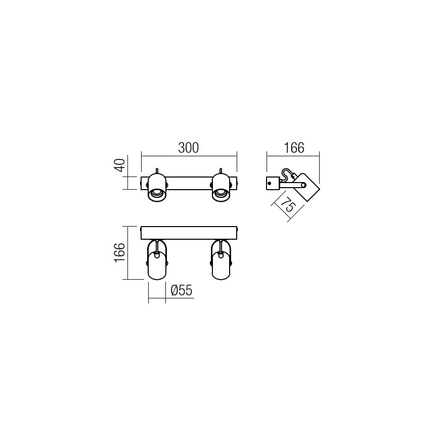 Redo 01-2416 - Vägglampa TAFFI 2xE27/42W/230V svart/bok
