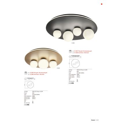 Redo 01-2466 - LED taklampa CORUM LED/48W/230V 3000K Ra 90 svart
