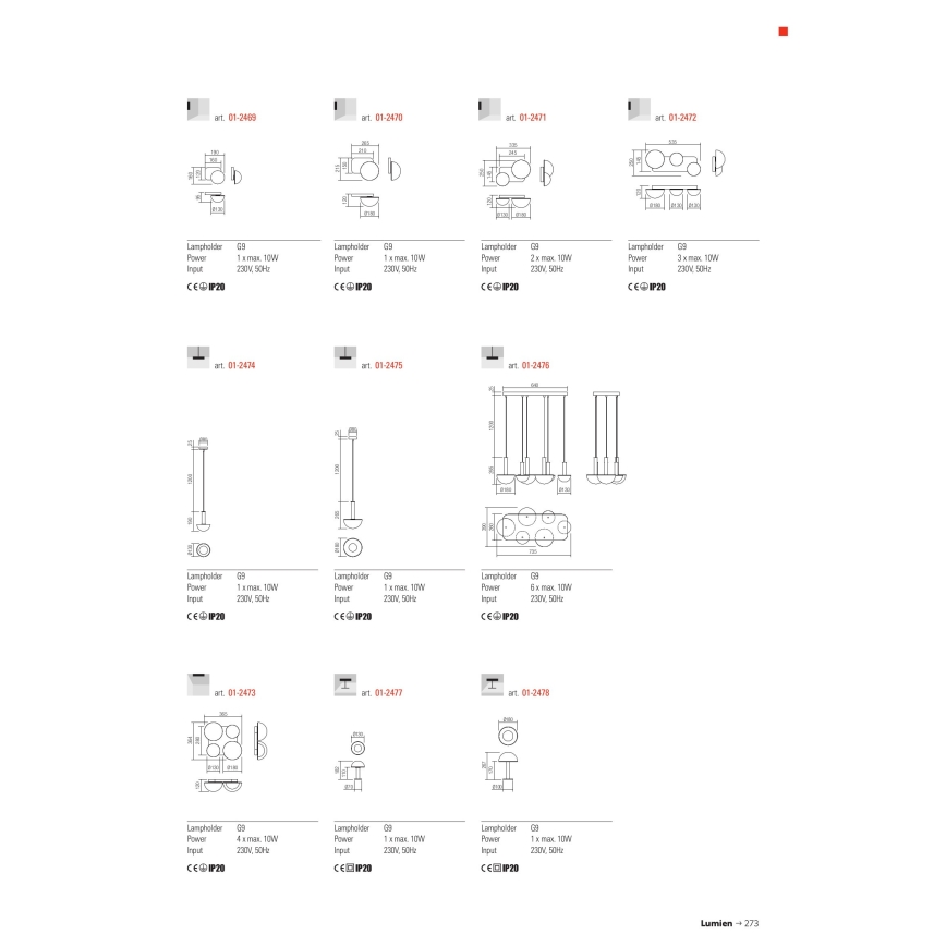 Redo 01-2471 - Vägglampa LUMIEN 2xG9/10W/230V guld/vit