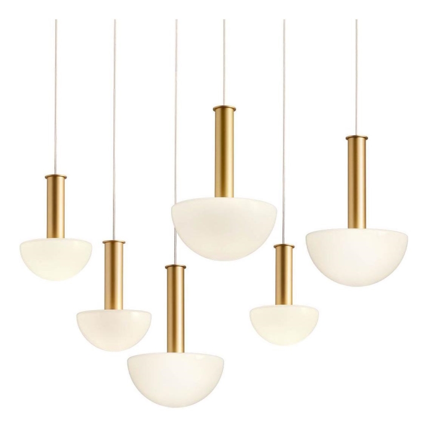 Redo 01-2476 - Pendellampa på vajer LUMIEN 6xG9/10W/230V guld/vit