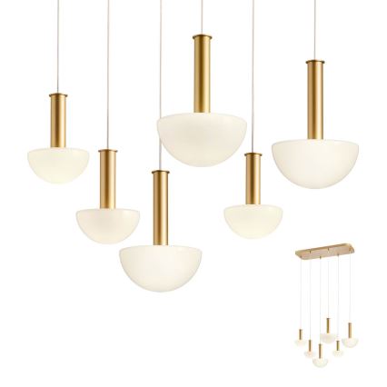 Redo 01-2476 - Pendellampa på vajer LUMIEN 6xG9/10W/230V guld/vit