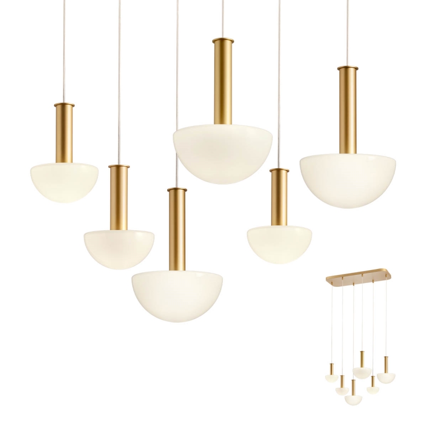 Redo 01-2476 - Pendellampa på vajer LUMIEN 6xG9/10W/230V guld/vit