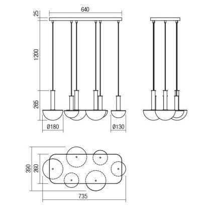 Redo 01-2476 - Pendellampa på vajer LUMIEN 6xG9/10W/230V guld/vit
