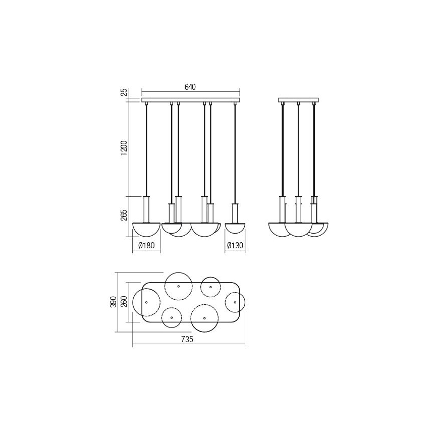 Redo 01-2476 - Pendellampa på vajer LUMIEN 6xG9/10W/230V guld/vit