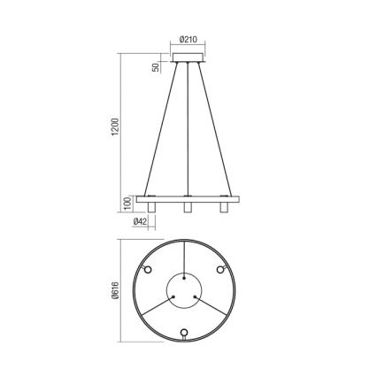 Redo 01-2490 - LED ljuskrona med textilsladd SUMMIT LED/38W/230V CRI 90 diameter 61,6 cm guld