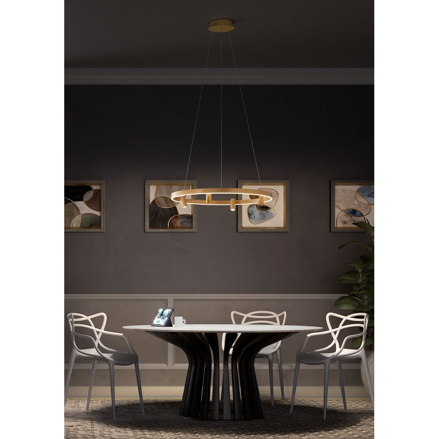 Redo 01-2492 - LED ljuskrona med textilsladd SUMMIT LED/53,5W/230V CRI 90 diameter 80,8 cm guld