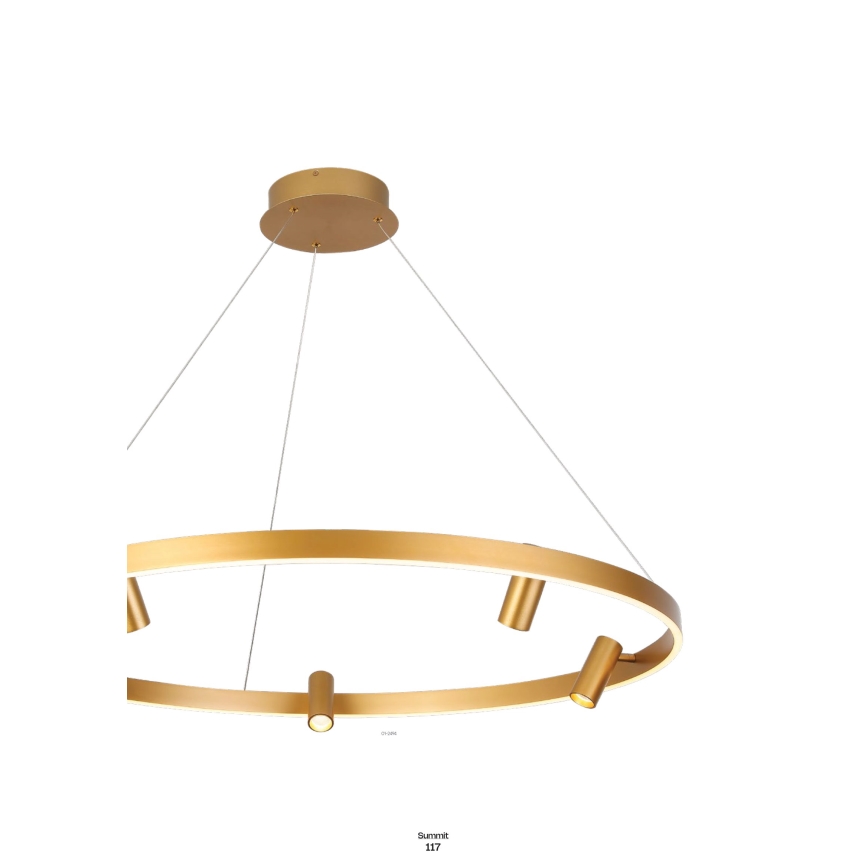 Redo 01-2492 - LED ljuskrona med textilsladd SUMMIT LED/53,5W/230V CRI 90 diameter 80,8 cm guld