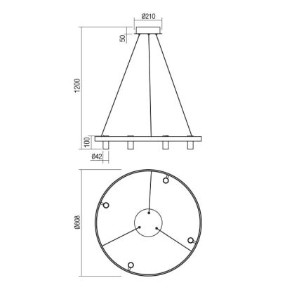 Redo 01-2492 - LED ljuskrona med textilsladd SUMMIT LED/53,5W/230V CRI 90 diameter 80,8 cm guld
