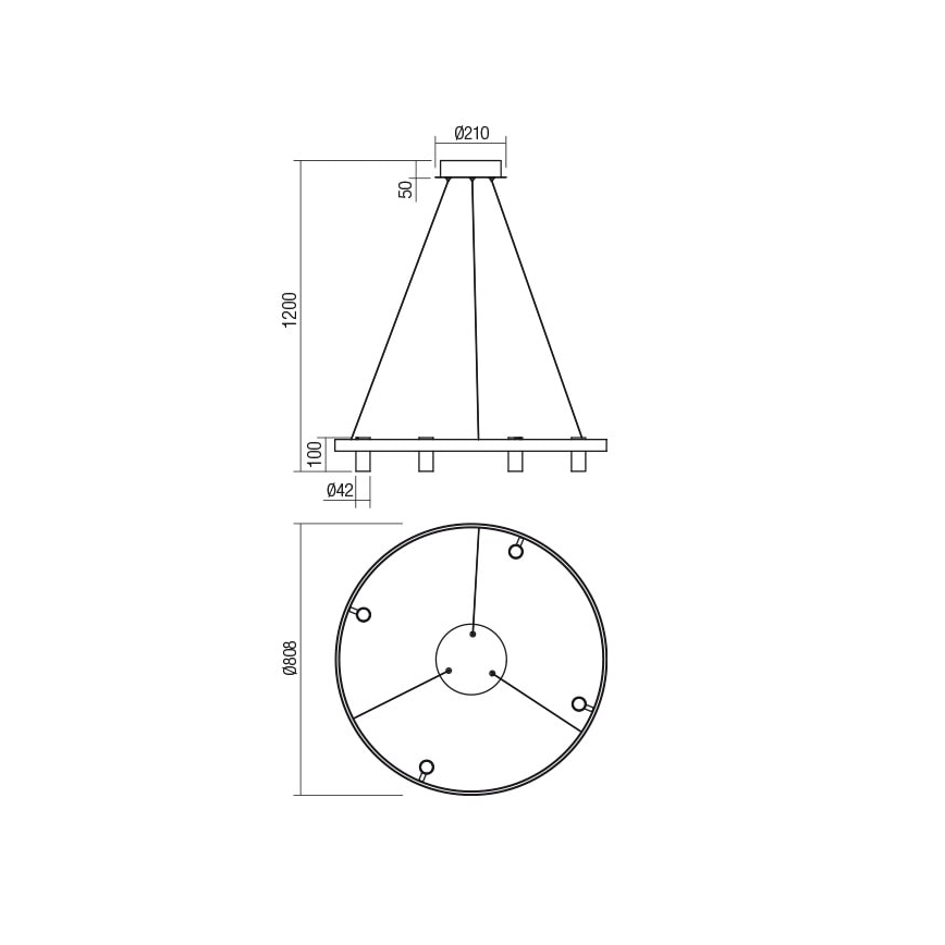 Redo 01-2492 - LED ljuskrona med textilsladd SUMMIT LED/53,5W/230V CRI 90 diameter 80,8 cm guld