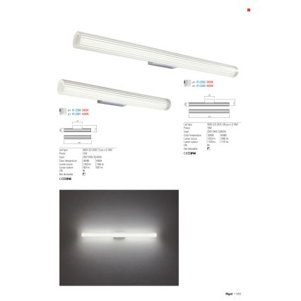 Redo 01-2593 - LED-spegelbelysning för badrum RIGAL LED/18W/230V 4000K 91 cm CRI 90 IP44 blank krom/vit