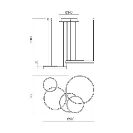 Redo 01-2605 - LED dimbar takpendel på kabel SIGUA LED/99W/230V CRI 90 vit