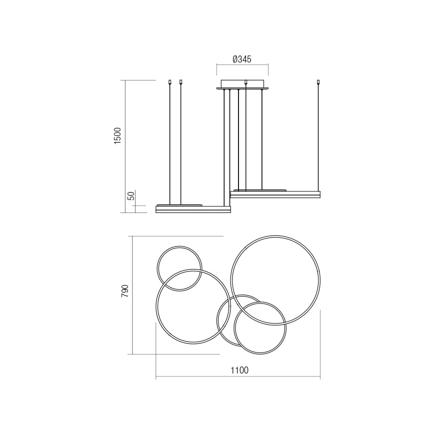 Redo 01-2608 - Dimbar LED-pendel med wire SIGUA LED/114W/230V CRI 90 vit