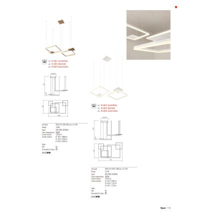 Redo 01-2616 - Dimbart LED-pendel med vajerupphängning SIGUA LED/137W/230V CRI 90 brun