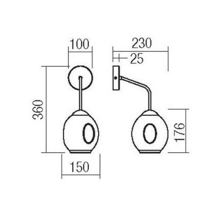 Redo 01-2618 - Vägglampa PIERCE 1xE27/42W/230V svart/rökig