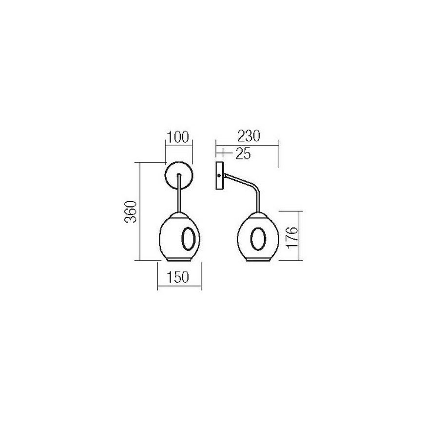 Redo 01-2618 - Vägglampa PIERCE 1xE27/42W/230V svart/rökig